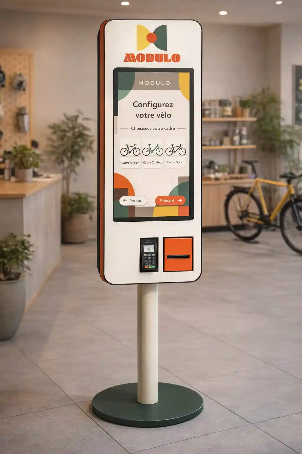 Borne interactive MODULO permettant de configurer un vélo personnalisé
