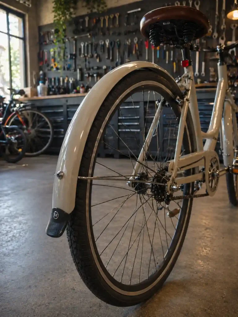 Garde-boue aluminium blanc sur vélo urbain MODULO