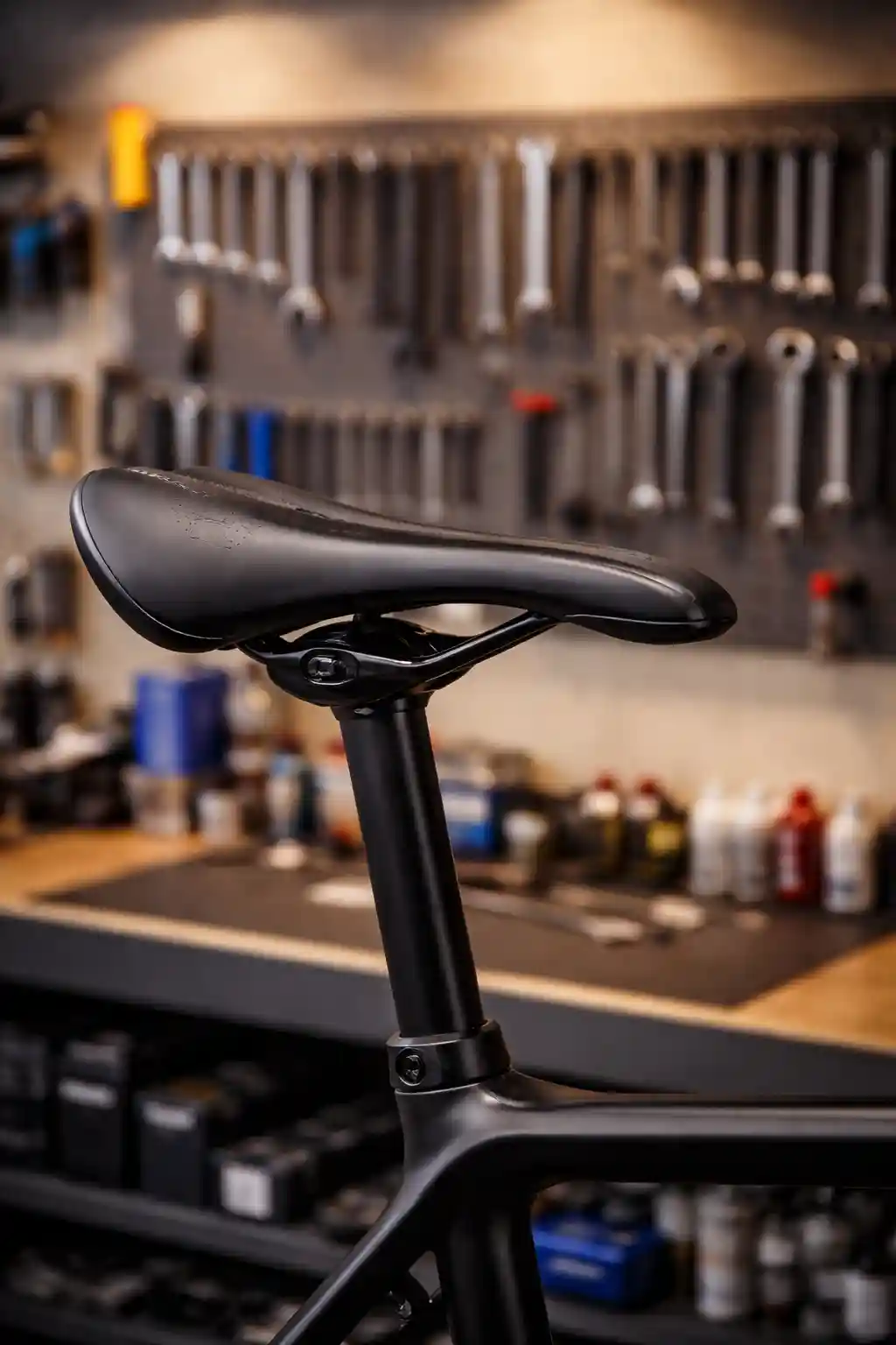 Selle ergonomique noire installée sur un vélo MODULO